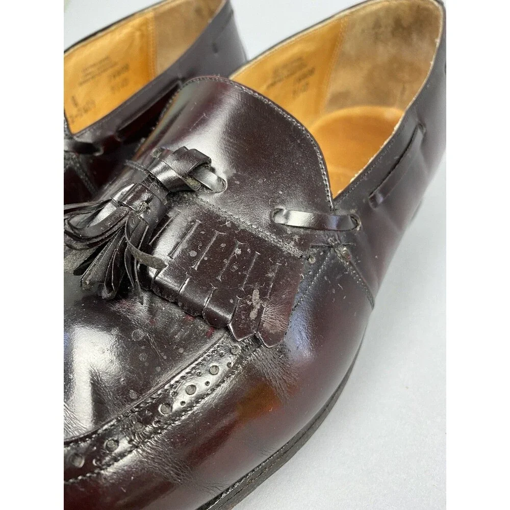 JOHNSTON & MURPHY BURGUNDY WINGTIP OXFORD SHOES SLIP ON TASSLE LOAFER 11 D/B
